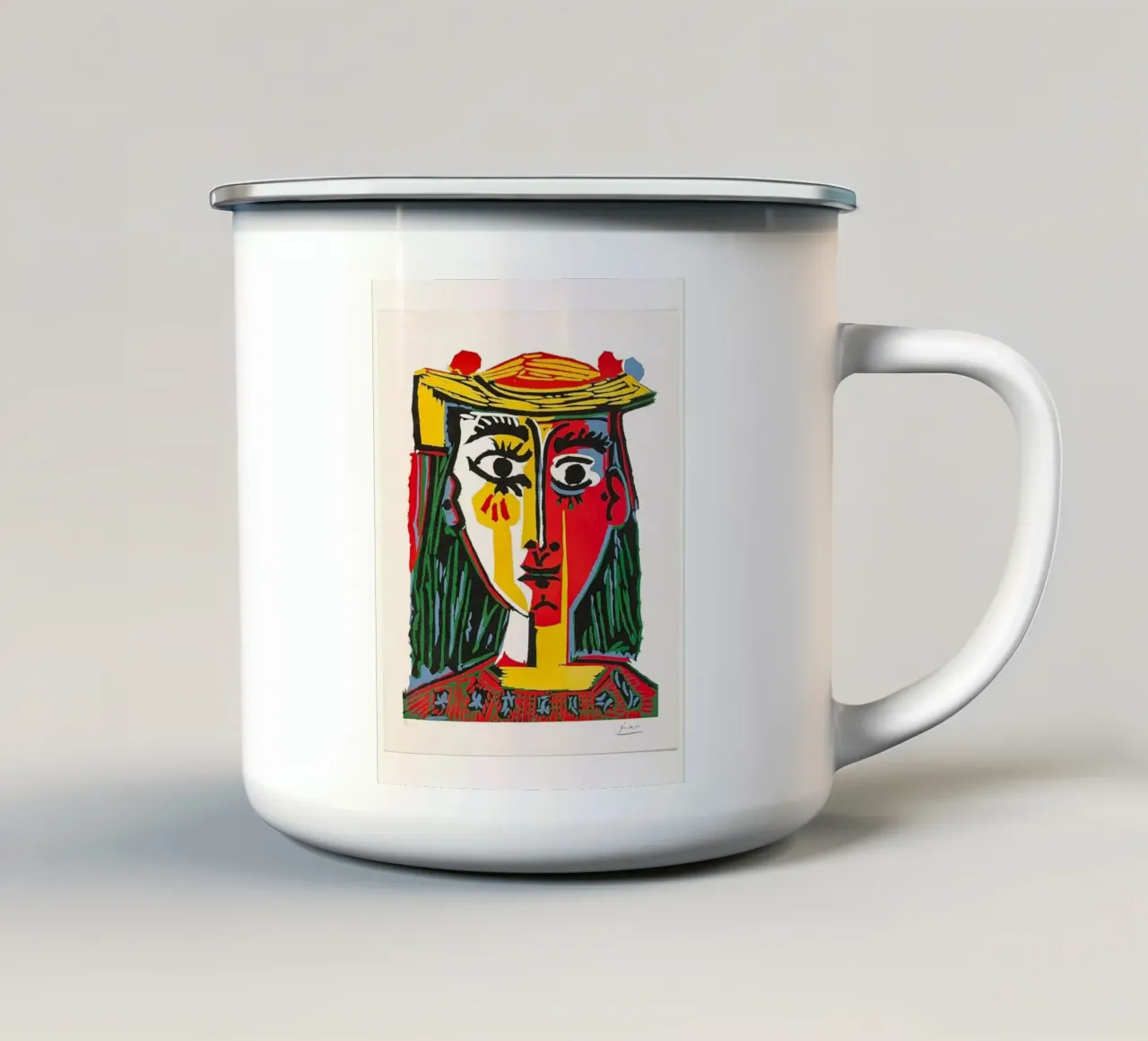 Ritratto di donna con cappello di Pablo Picasso tazza in smalto da Classic Art Prints