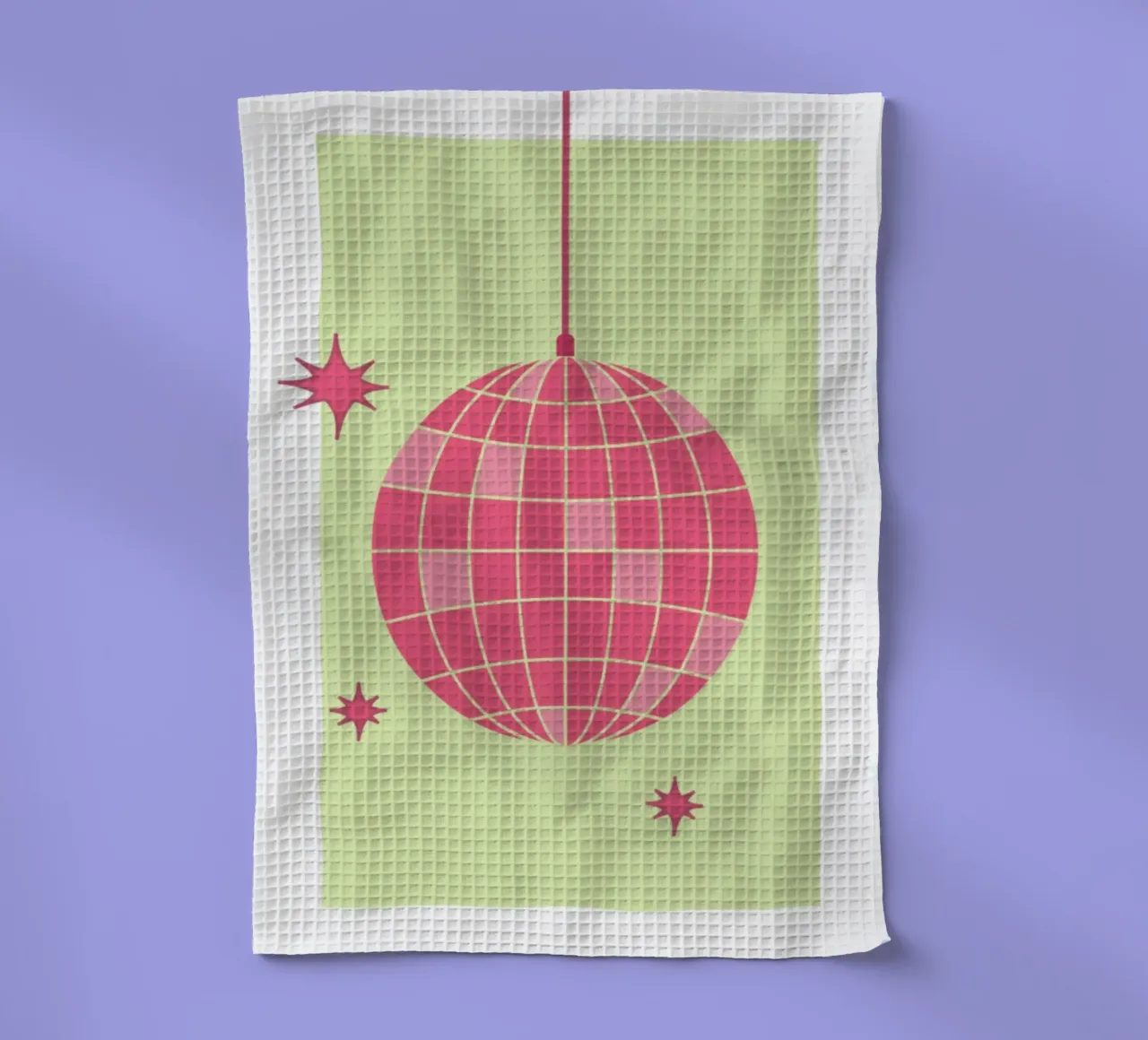 Illustration d'un bal disco rétro rose sur fond vert torchon de pdigitalprints