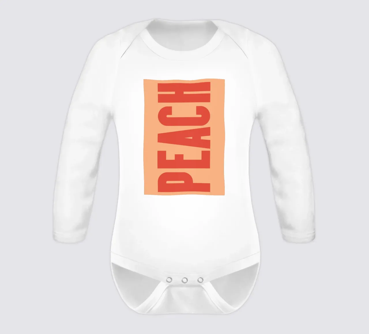 Bold Vertical Peach Typography Design on Soft Background long-sleeve baby romper by pdigitalprints