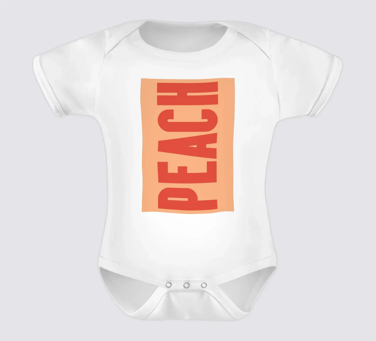 Bold Vertical Peach Typography Design on Soft Background short-sleeve baby romper by pdigitalprints