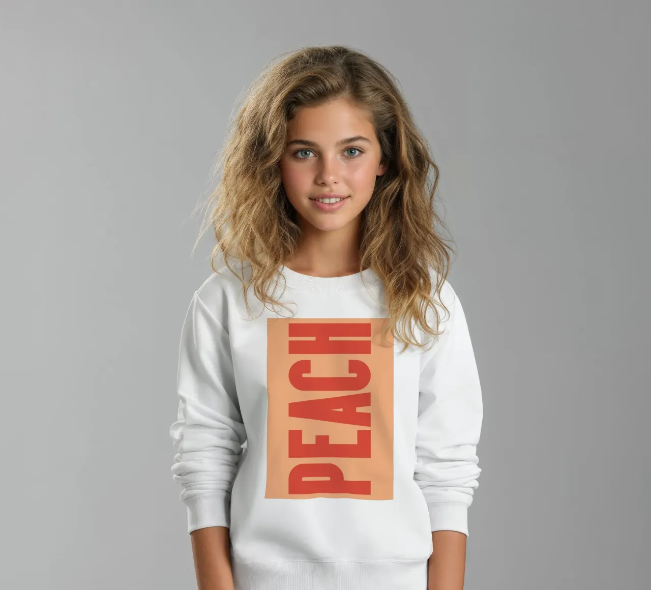 Grassetto verticale Peach Typography Design su sfondo morbido felpa bambino da pdigitalprints