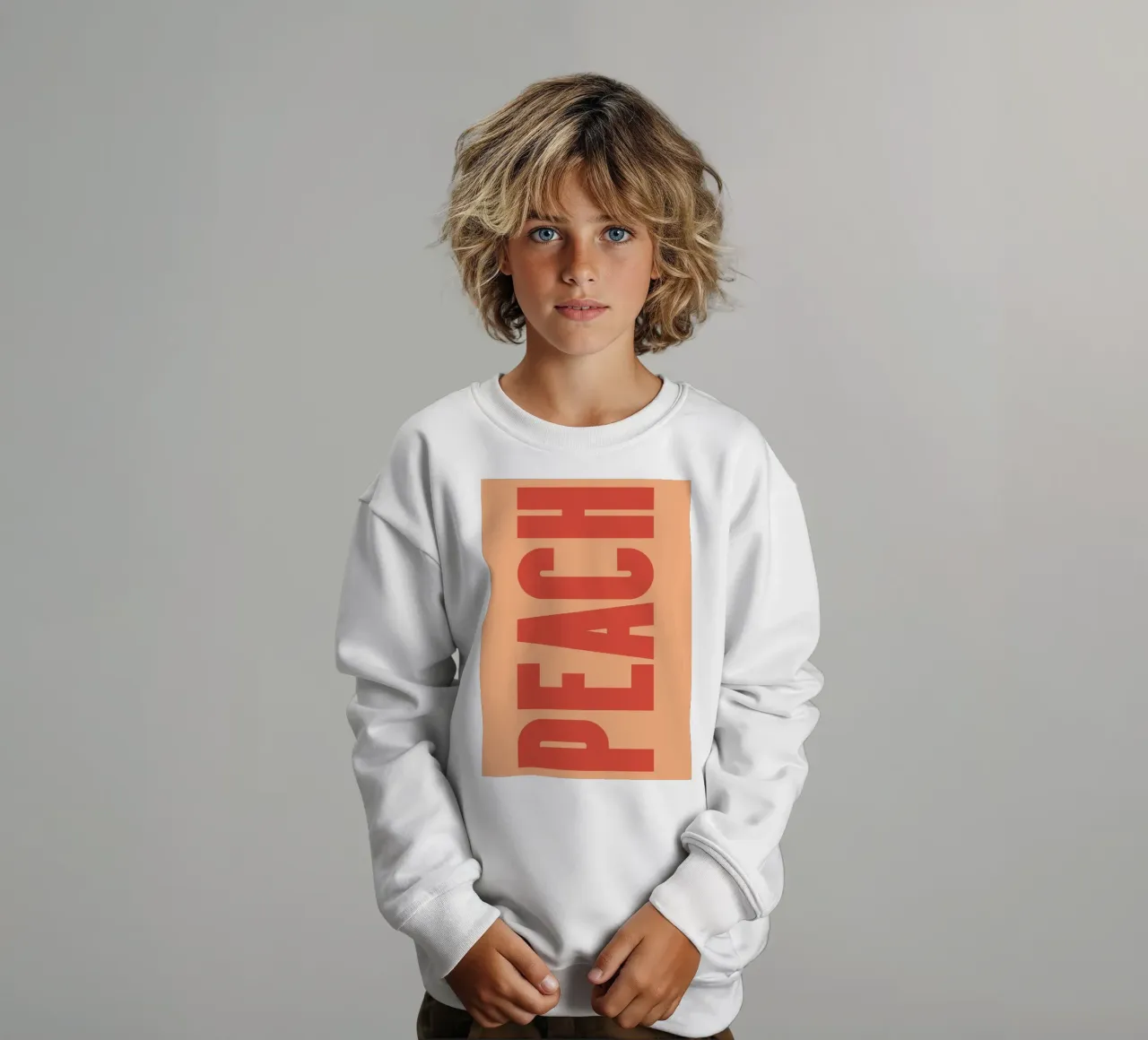 Grassetto verticale Peach Typography Design su sfondo morbido felpa bambino da pdigitalprints