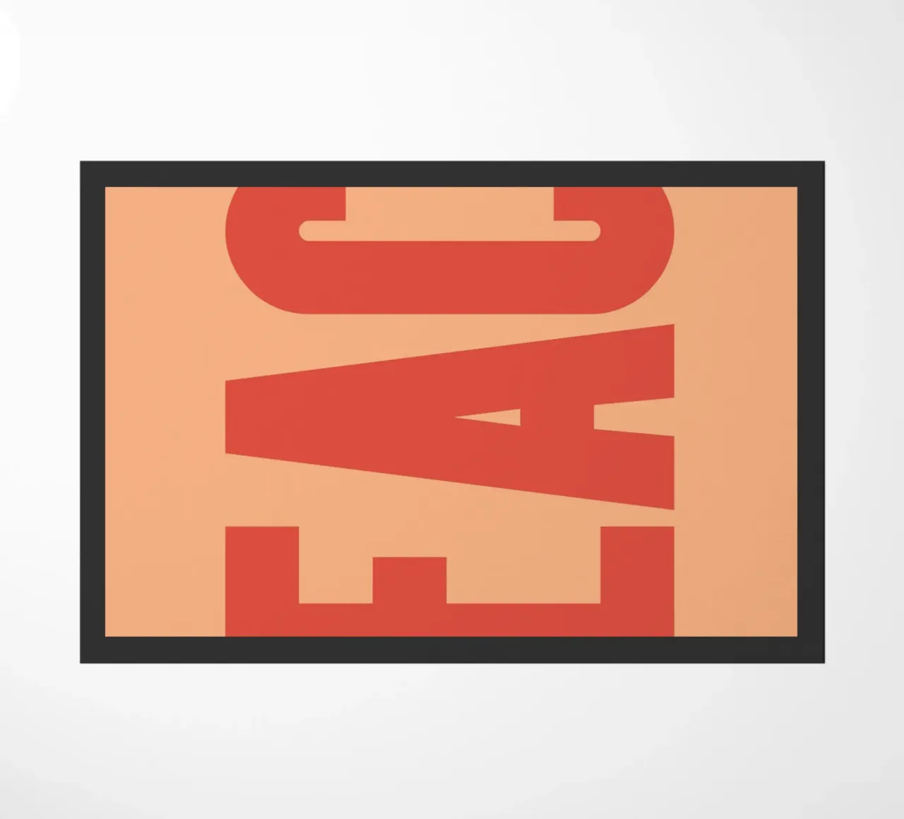 Bold Vertical Peach Typography Design on Soft Background doormat by pdigitalprints