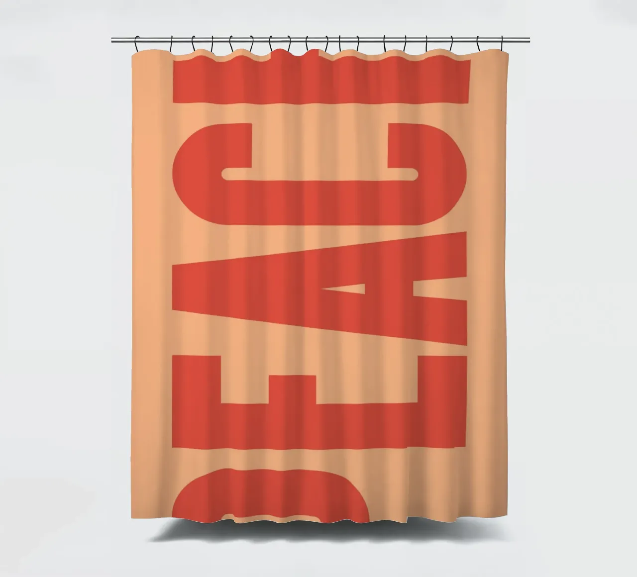 Bold Vertical Peach Typography Design on Soft Background shower curtain by pdigitalprints