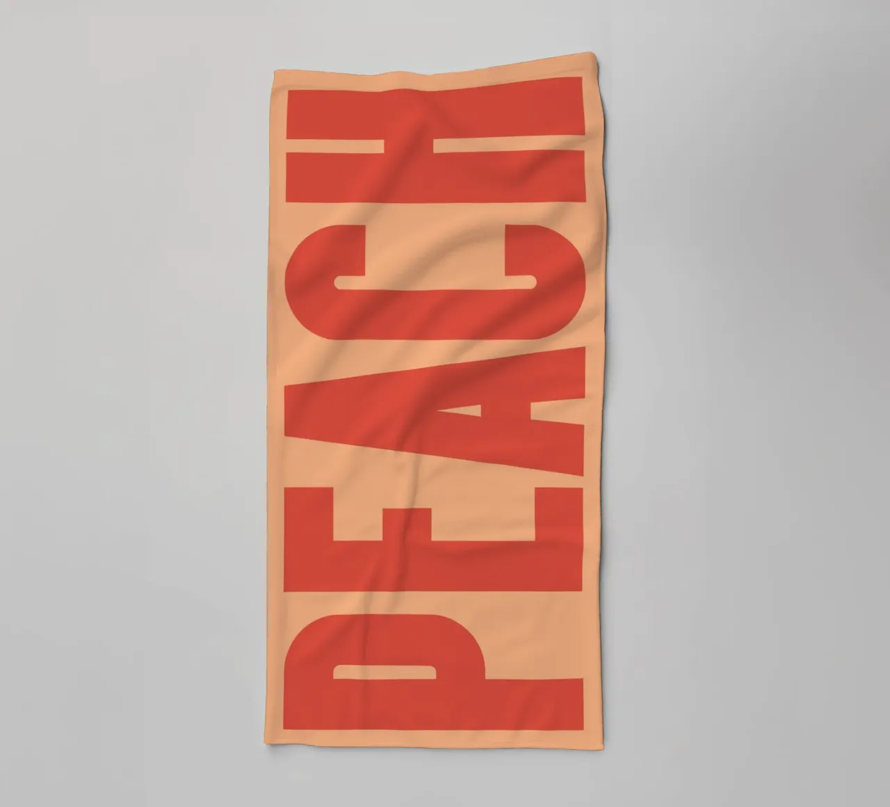 Bold Vertical Peach Typography Design on Soft Background towel by pdigitalprints