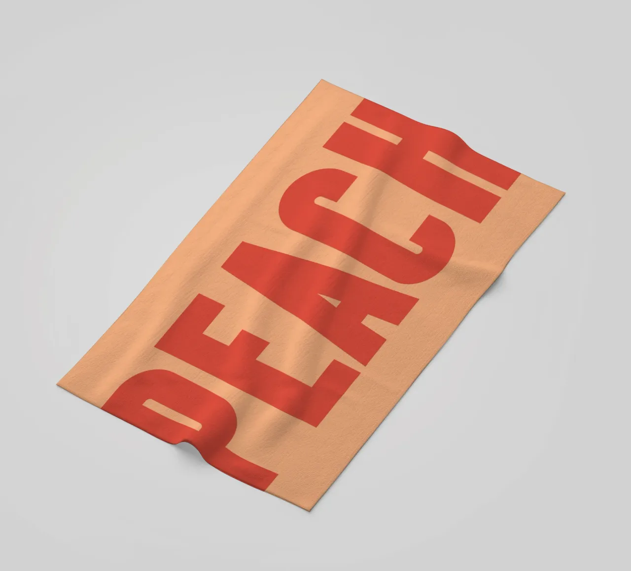 Bold Vertical Peach Typography Design on Soft Background beach towel by pdigitalprints
