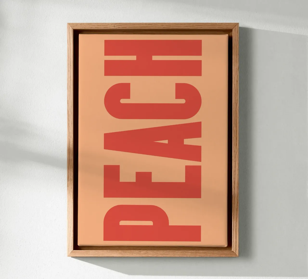 Bold Vertical Peach Typography Design on Soft Background canvas by pdigitalprints