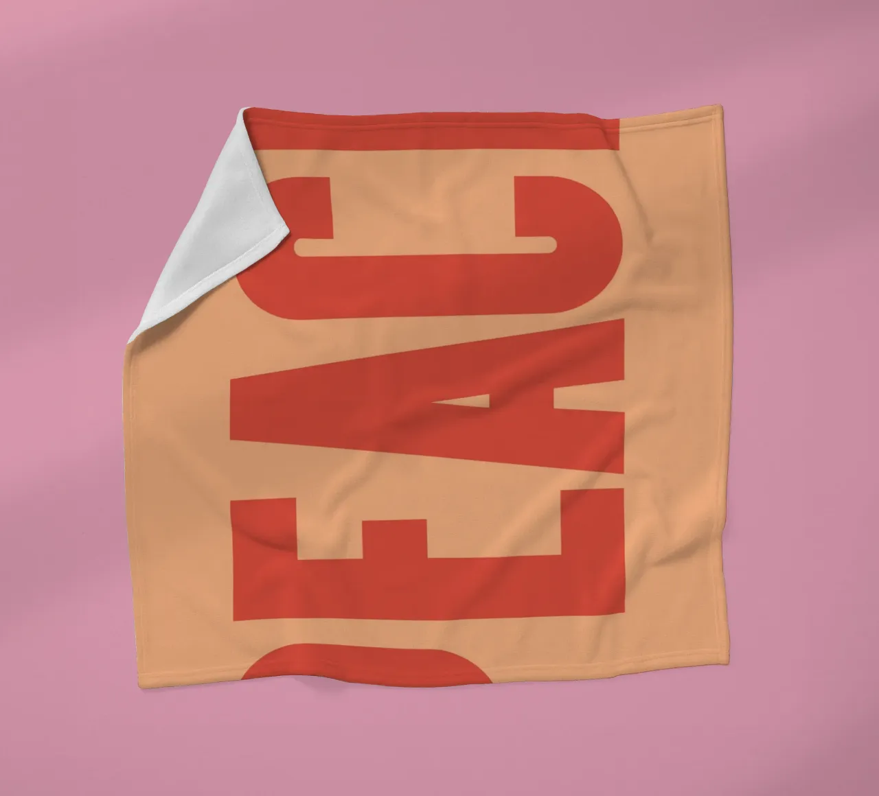 Bold Vertical Peach Typography Design on Soft Background fleece blanket by pdigitalprints