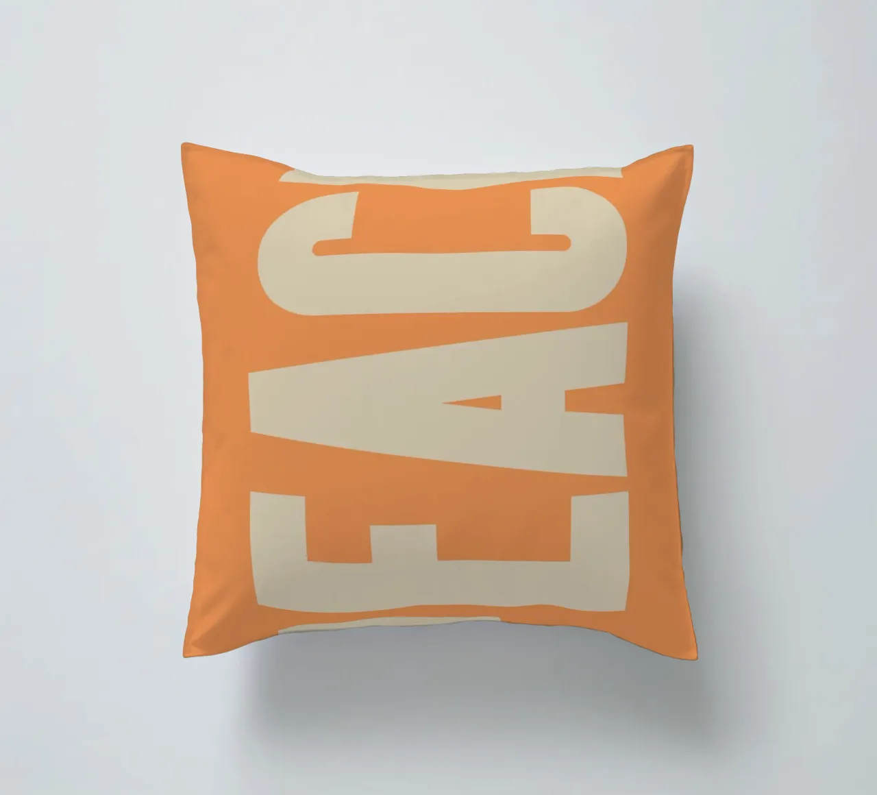 Modern Peach-Inspired Graphic with Retro Block Lettering decorative cushion by pdigitalprints