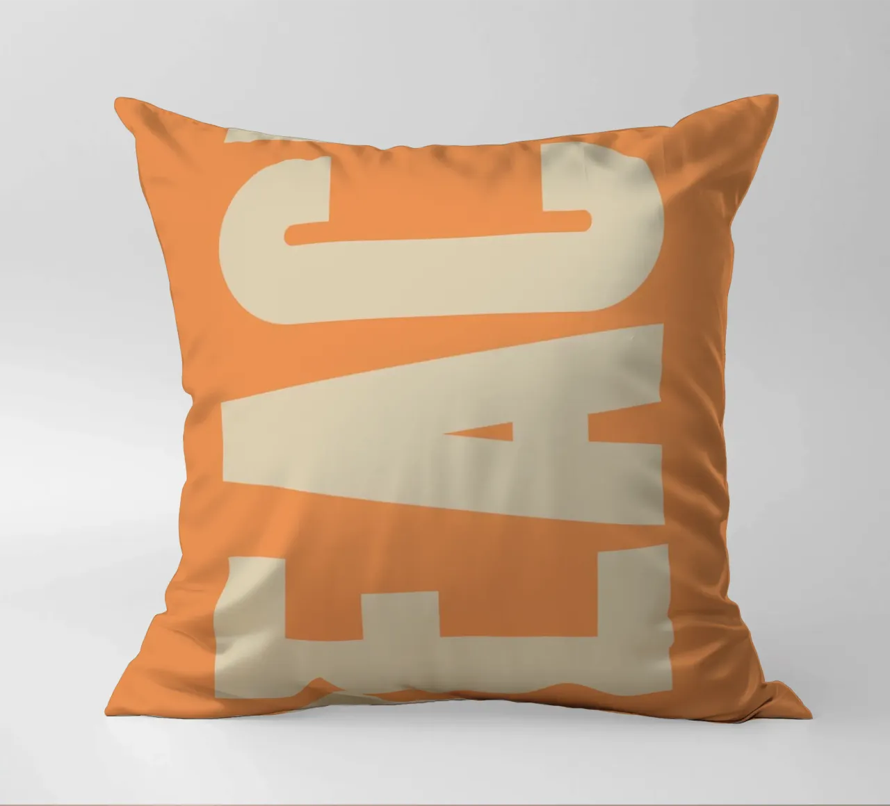 Modern Peach-Inspired Graphic with Retro Block Lettering decorative cushion by pdigitalprints