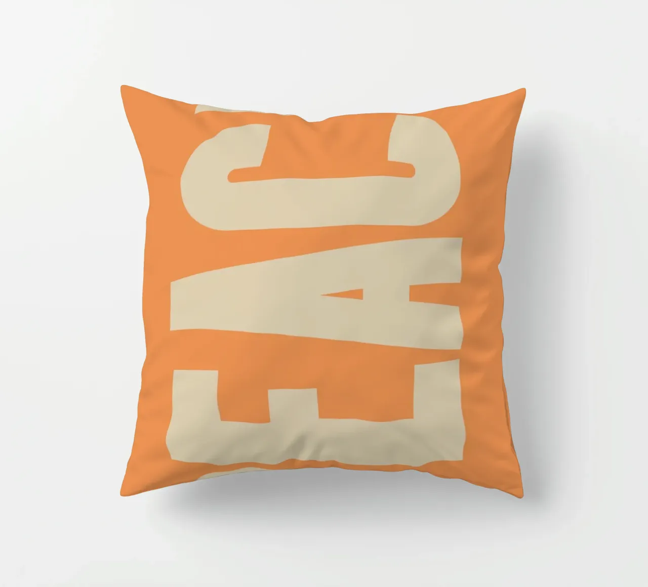 Modern Peach-Inspired Graphic with Retro Block Lettering decorative cushion by pdigitalprints
