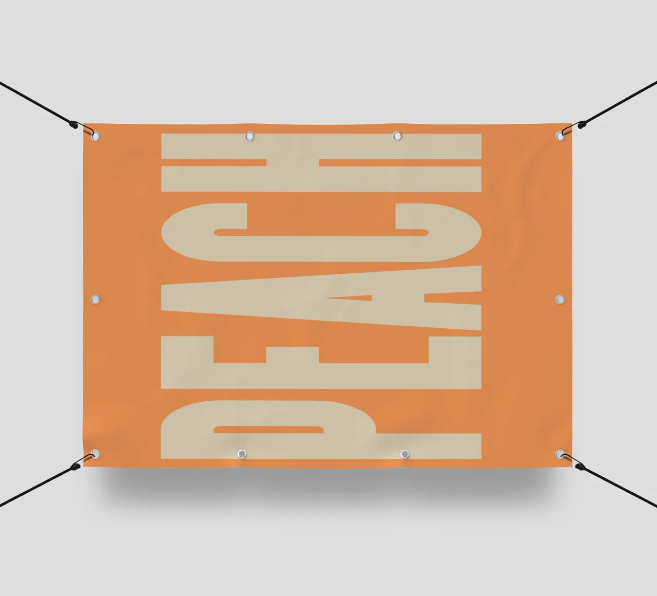 Moderne Pfirsich-inspirierte Grafik mit Retro-Blockschrift PVC Plane von pdigitalprints