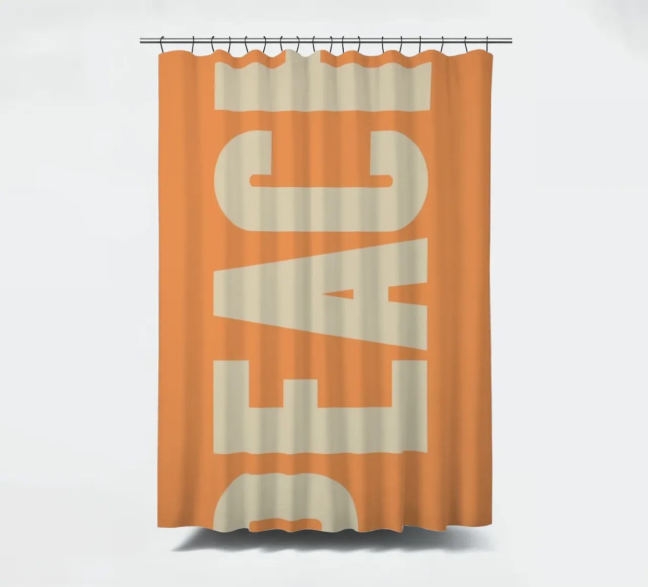 Moderne Pfirsich-inspirierte Grafik mit Retro-Blockschrift Duschvorhang von pdigitalprints