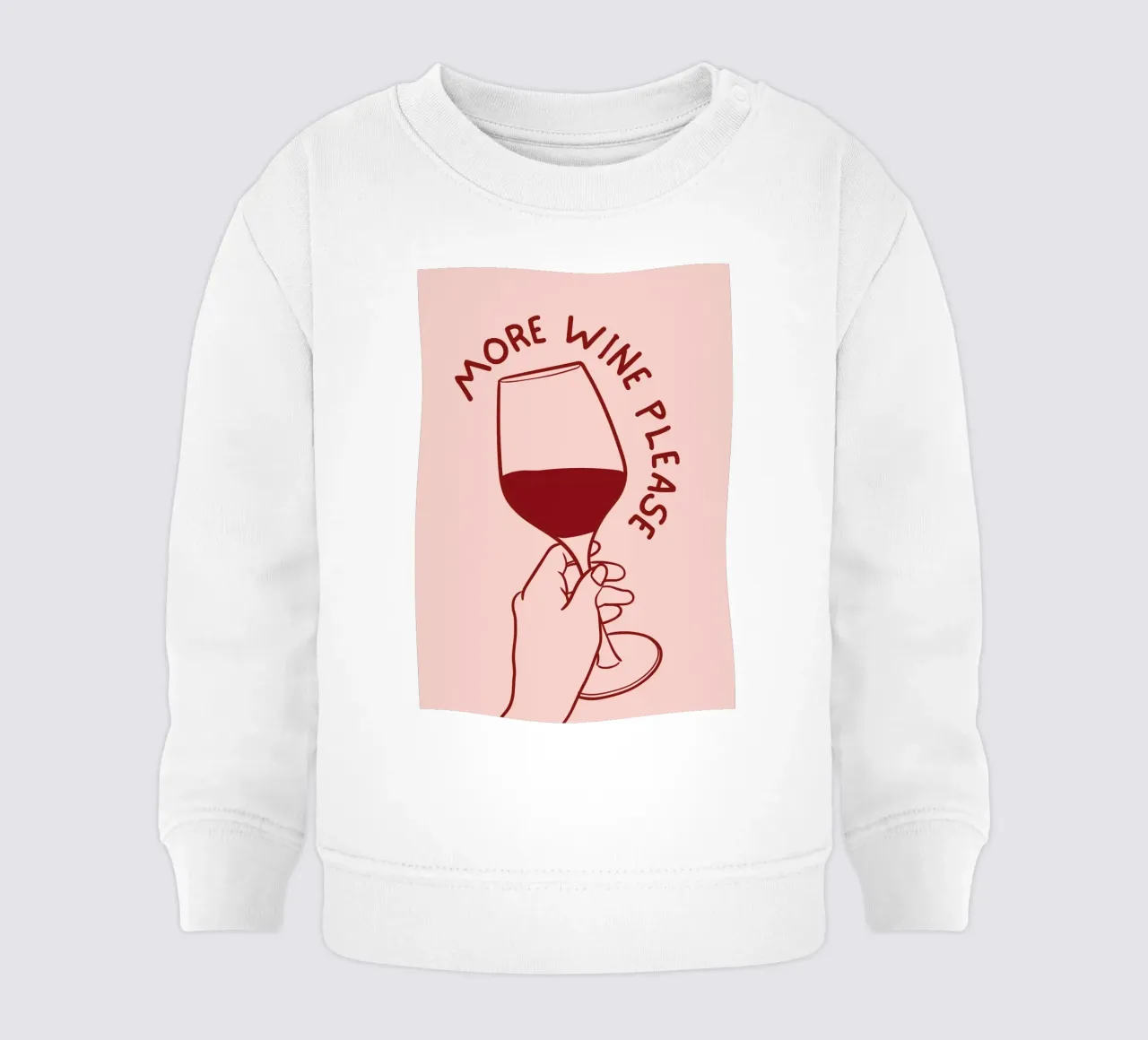 Mano che tiene il bicchiere di vino con una citazione divertente in Minimalista felpa neonato da pdigitalprints