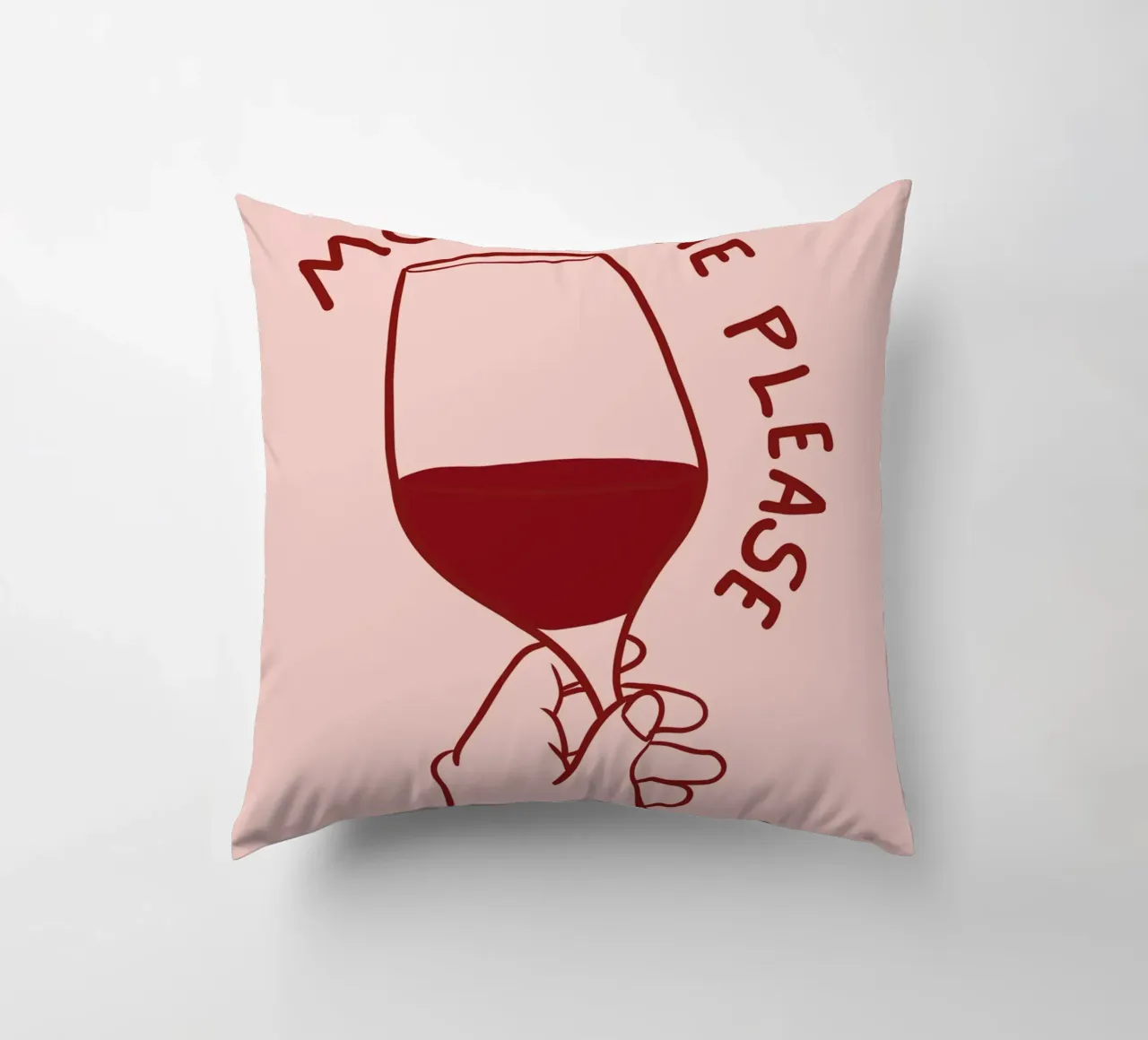 Hand die Wijnglas met Grappig Citaat in Minimalist houdt kussen van pdigitalprints