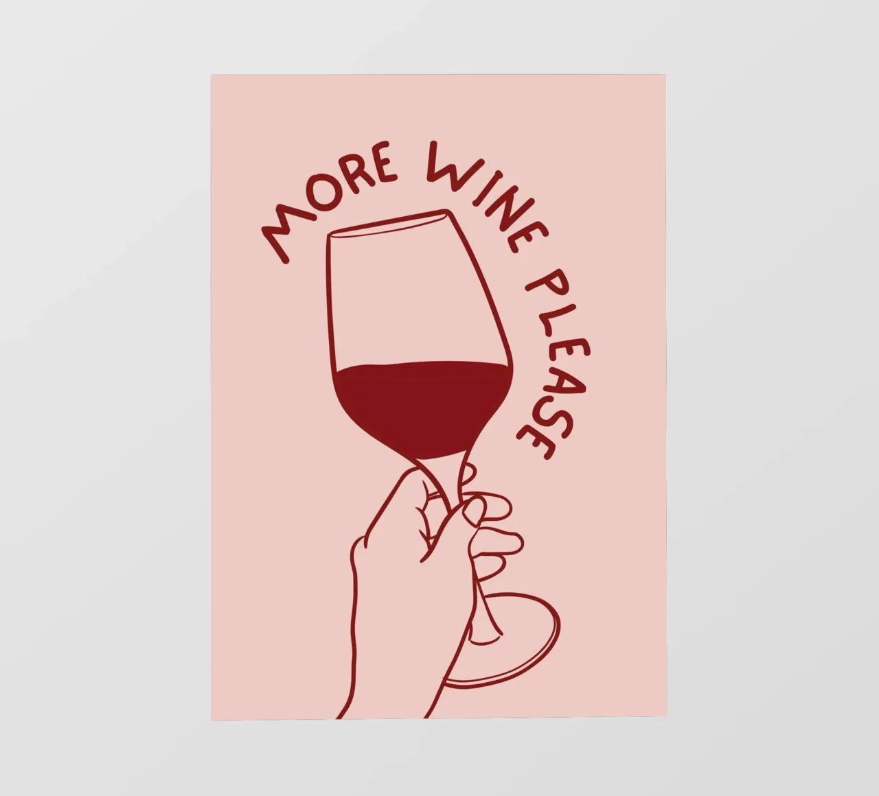 Mano che tiene il bicchiere di vino con una citazione divertente in Minimalista pellicola backlit da pdigitalprints