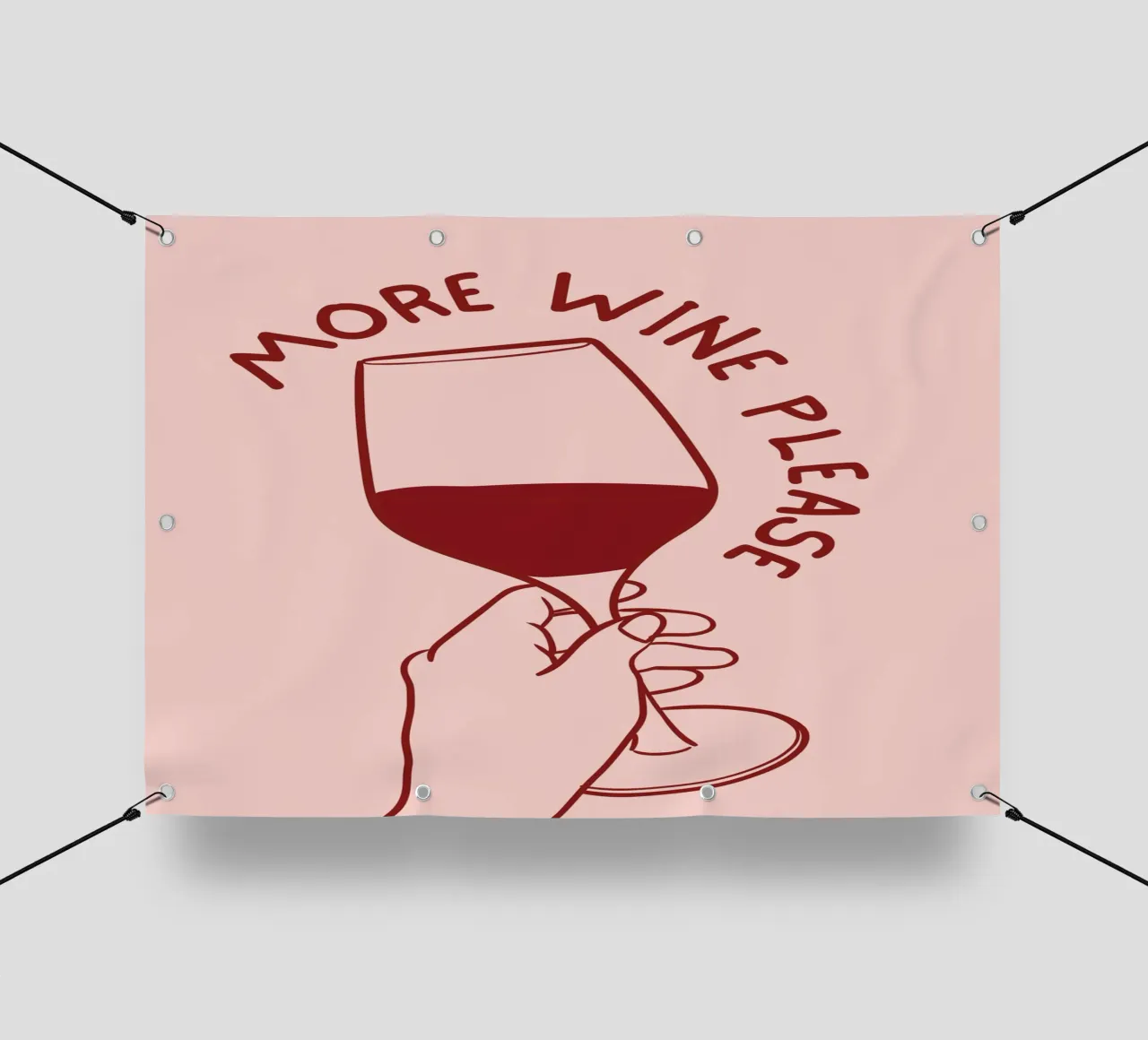 Mano che tiene il bicchiere di vino con una citazione divertente in Minimalista telo in pvc da pdigitalprints