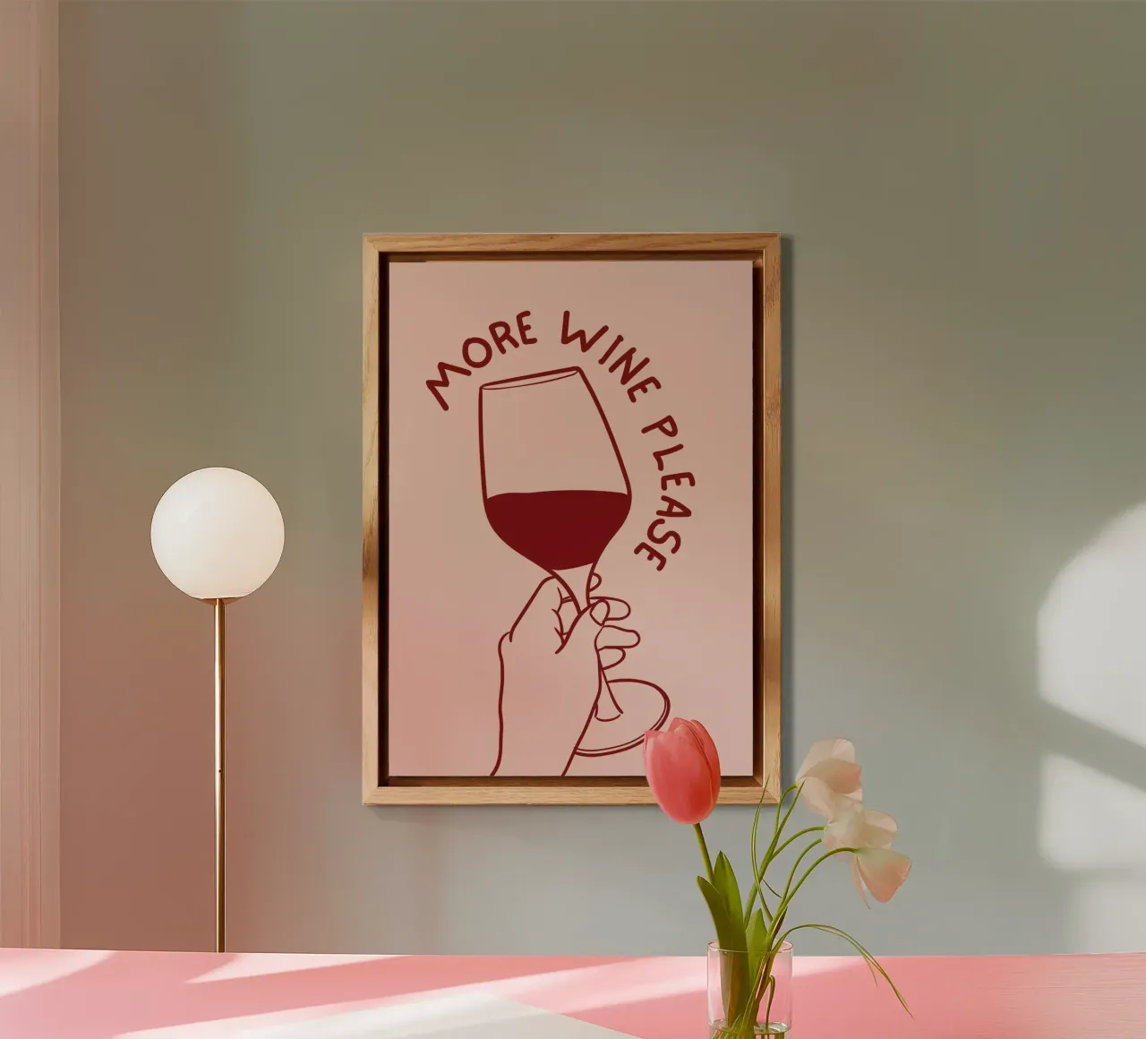 Hand Holding Wine Glass with Funny Quote in Minimalist alu-dibond by pdigitalprints