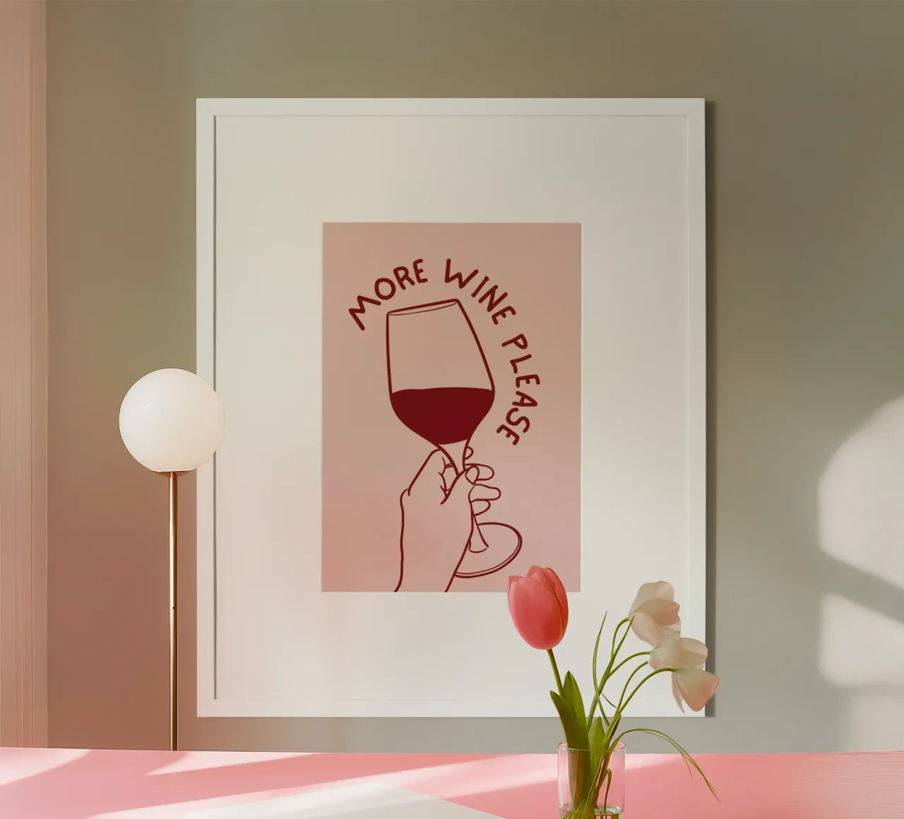 Mano che tiene il bicchiere di vino con una citazione divertente in Minimalista poster da pdigitalprints