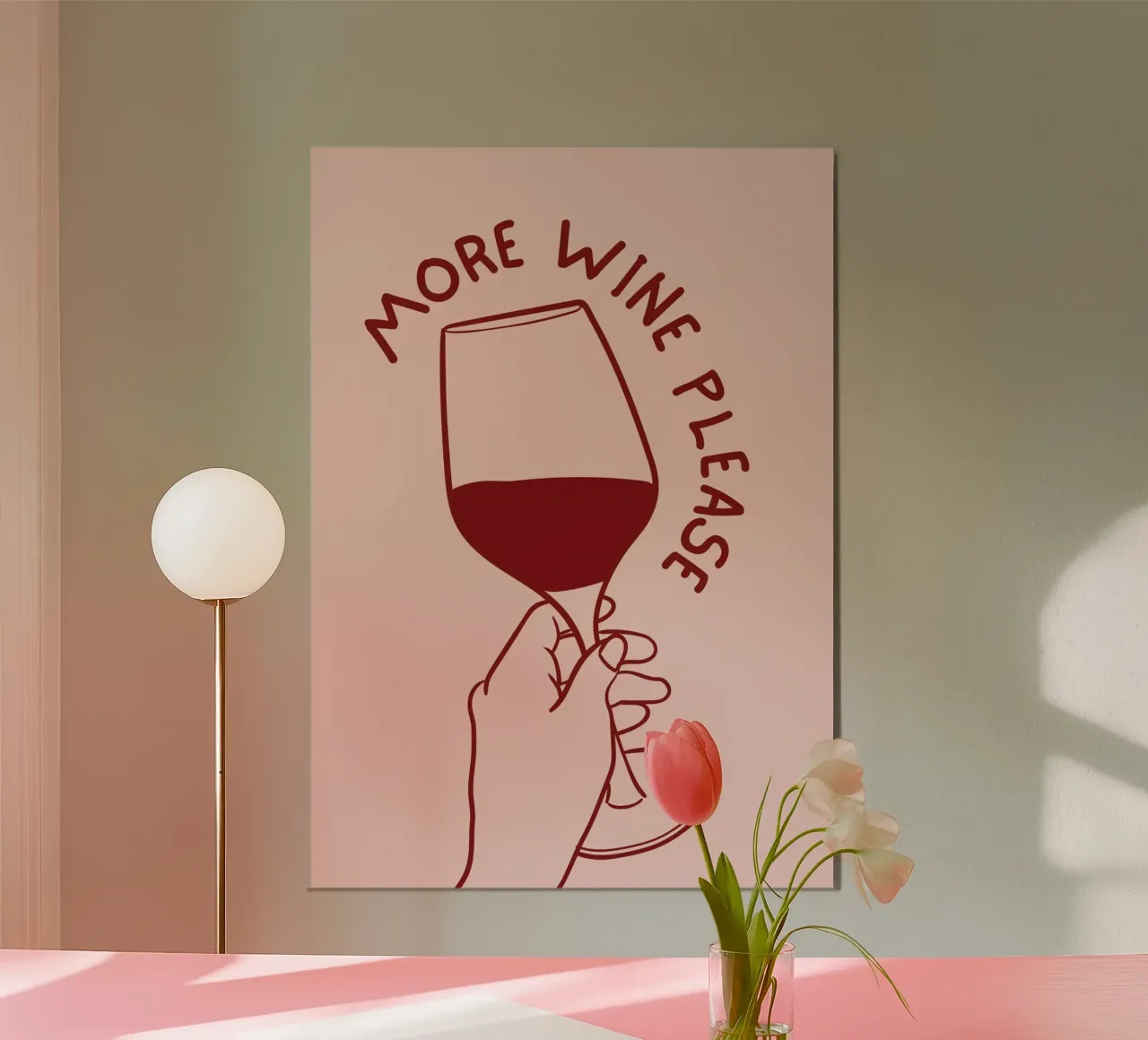 Mano che tiene il bicchiere di vino con una citazione divertente in Minimalista poster da pdigitalprints