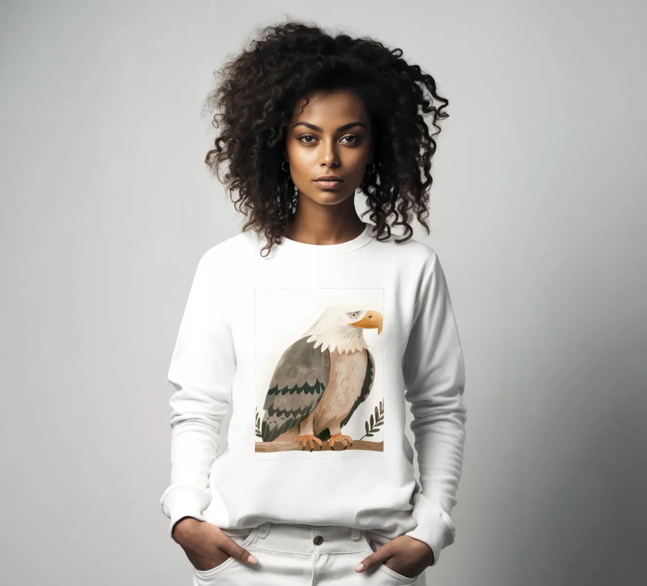 Una majestuosa águila calva posada graciosamente en una rama sudadera de DesignDoodle