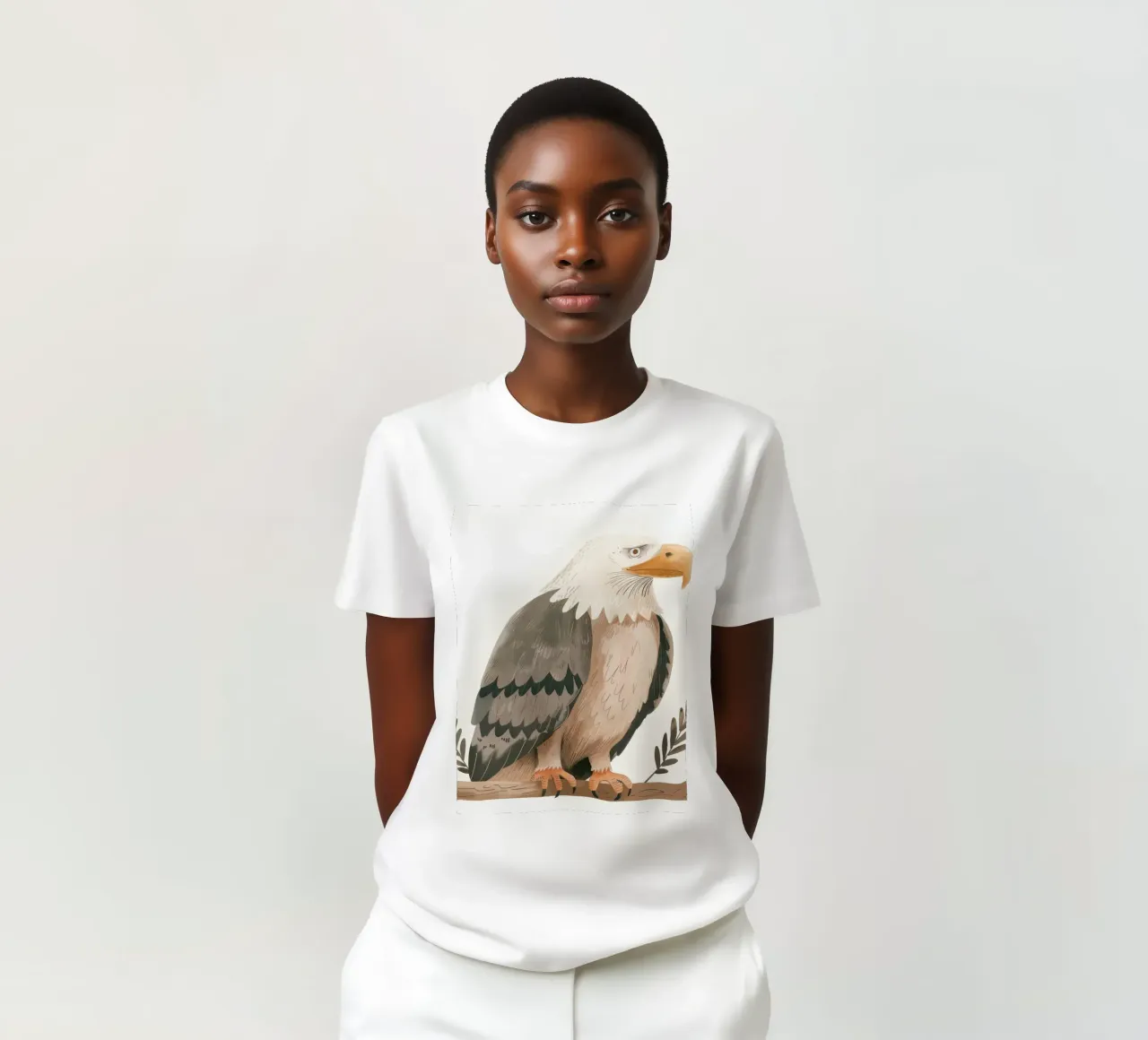 Ein majestätischer Weißkopfseeadler, der anmutig auf einem Ast thront T-Shirt von DesignDoodle