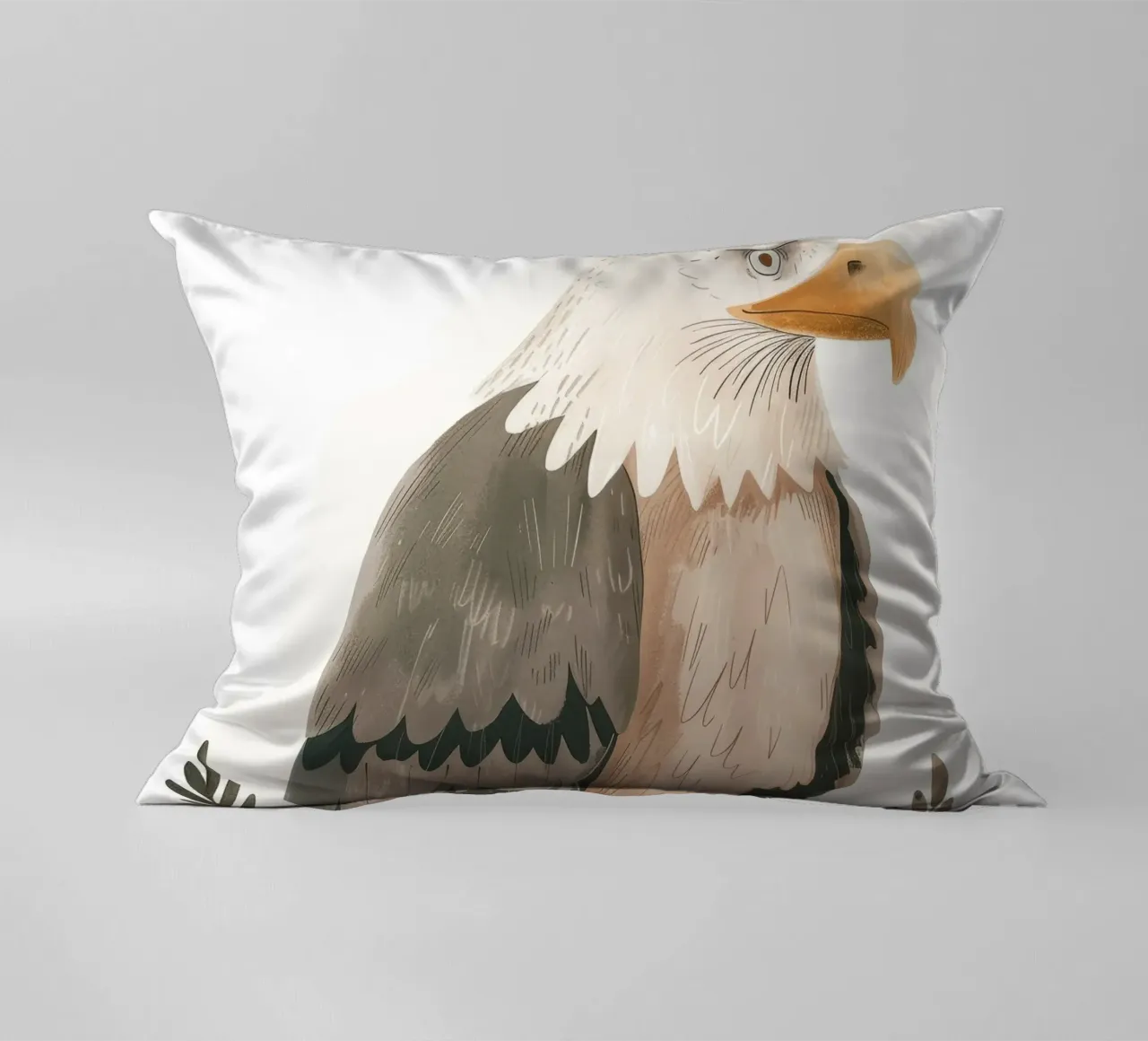 Una maestosa aquila calva appollaiata con grazia su un ramo cuscino da DesignDoodle