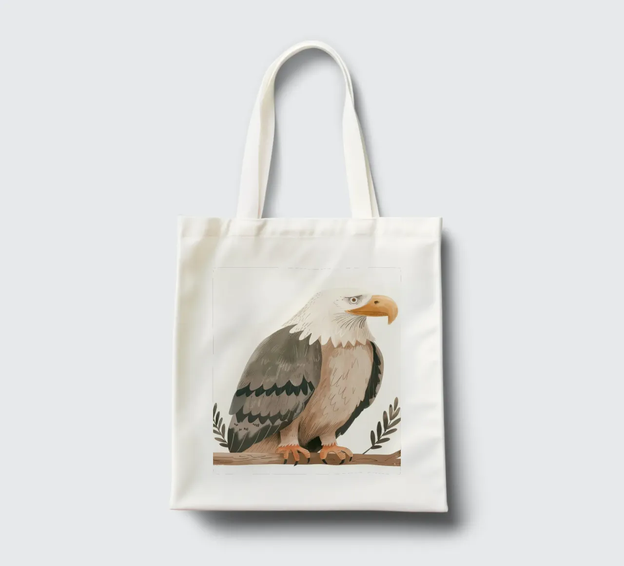 Una maestosa aquila calva appollaiata con grazia su un ramo borsa in juta da DesignDoodle