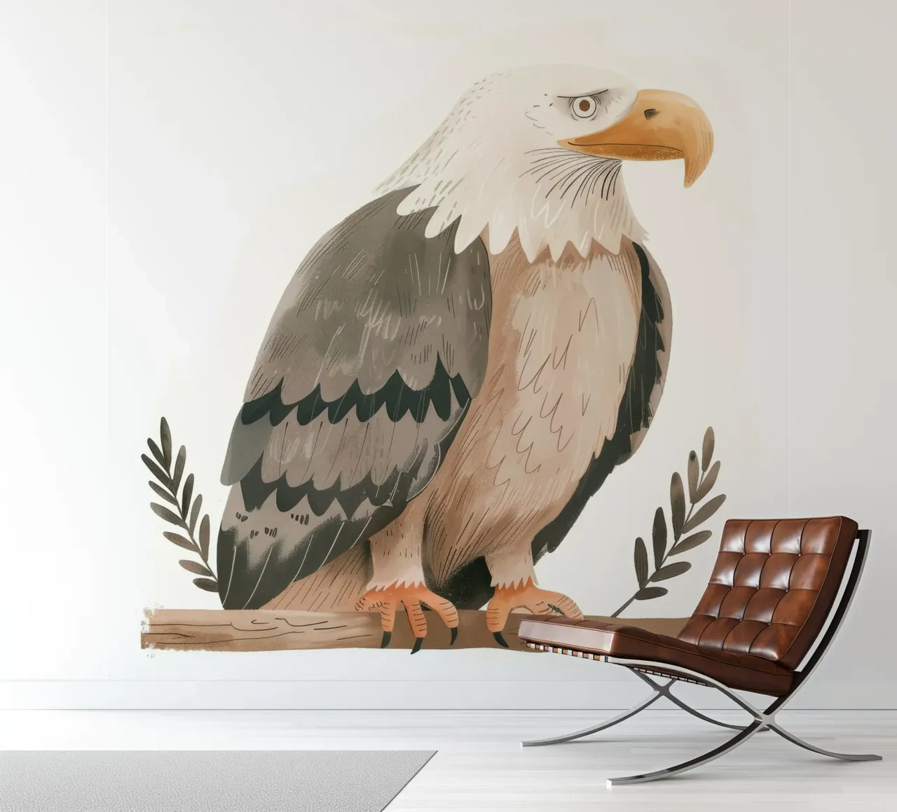 A majestic bald eagle perched gracefully on a branch photo wallpaper by DesignDoodle