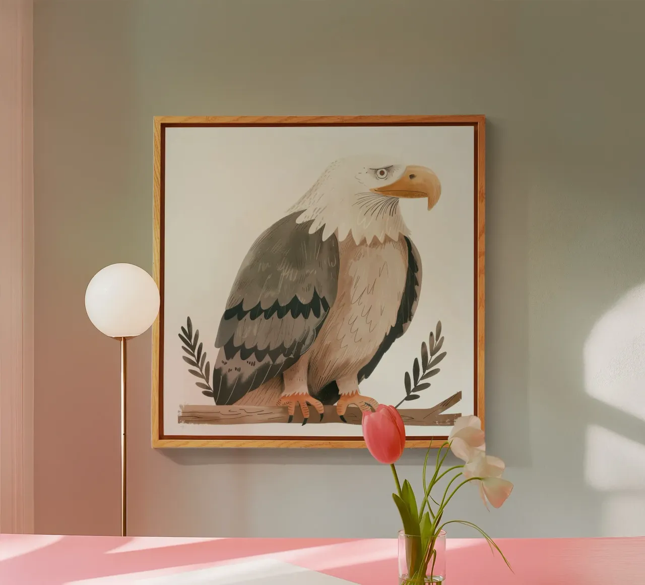 Una majestuosa águila calva posada graciosamente en una rama metacrilato de DesignDoodle