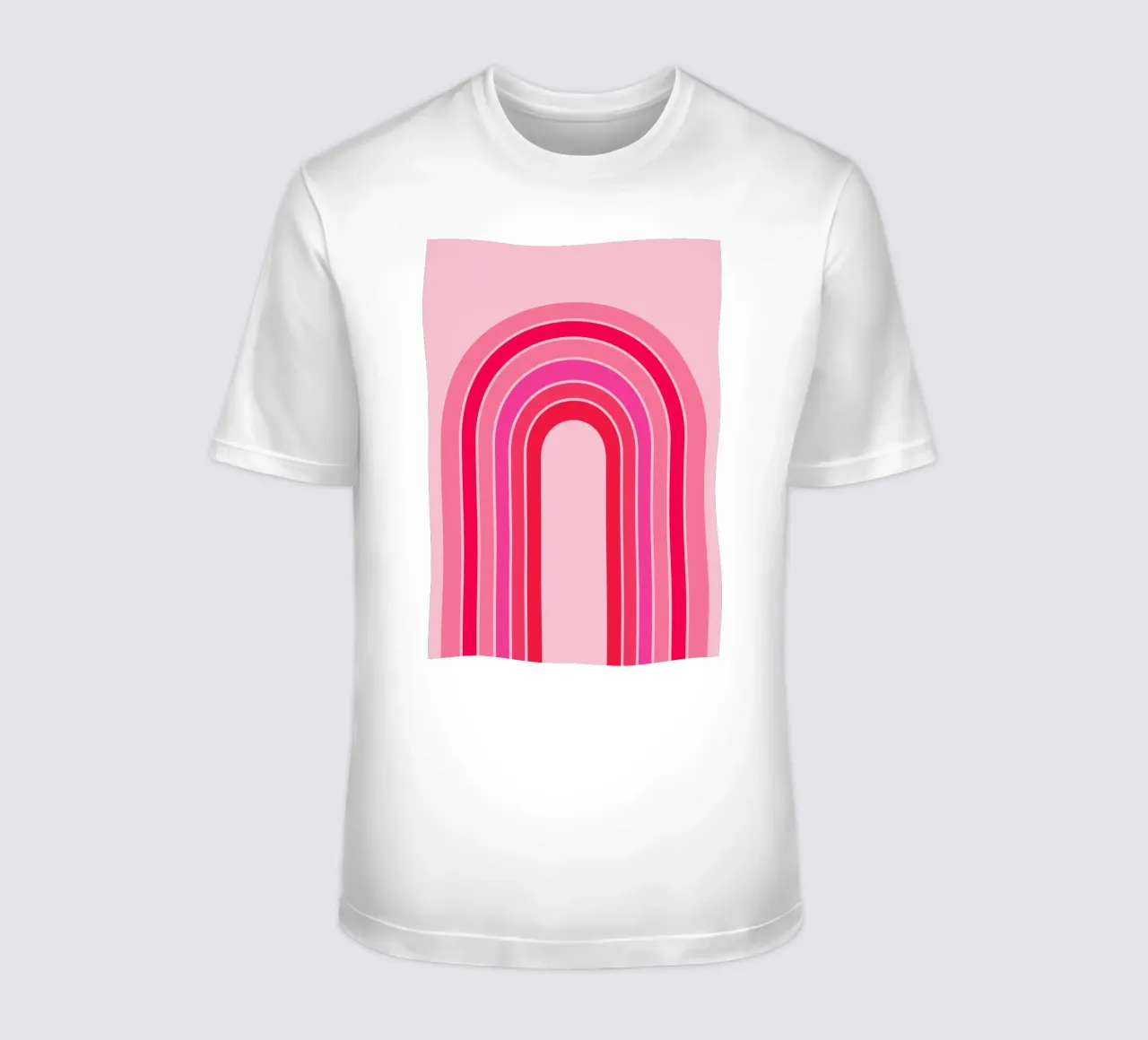 Rosa und roter Retro-Regenbogenbogen in minimalistischer geometrischer Kunst T-Shirt von pdigitalprints