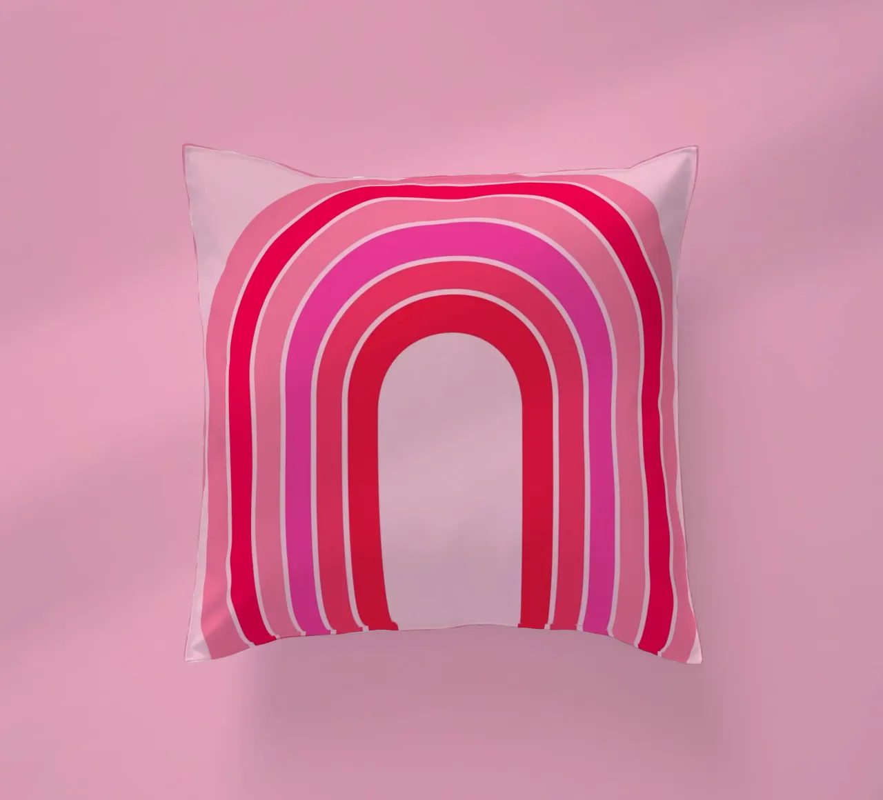 Arcobaleno retrò rosa e rosso in arte geometrica minimalista cuscino da pdigitalprints