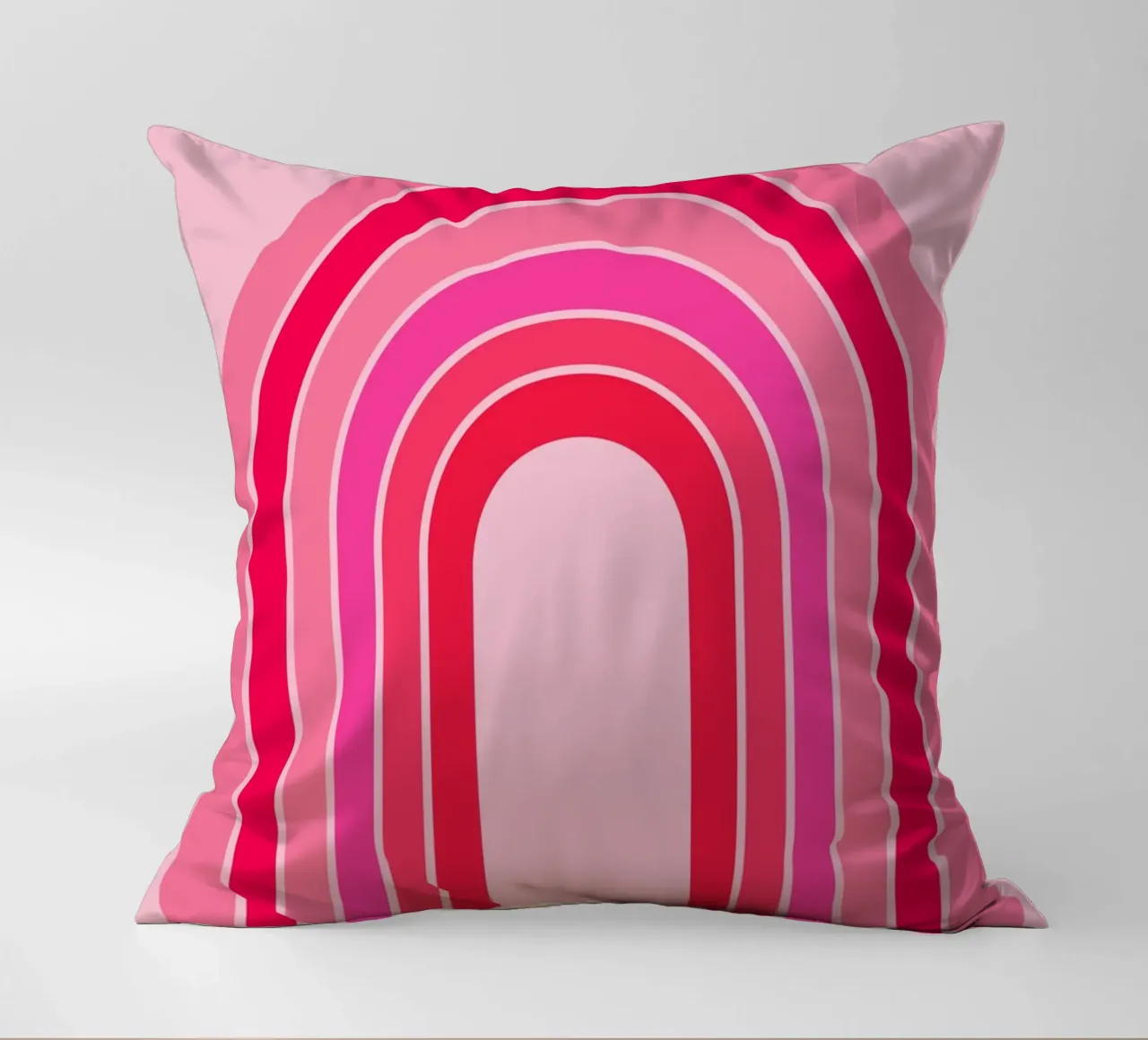 Arcobaleno retrò rosa e rosso in arte geometrica minimalista cuscino da pdigitalprints