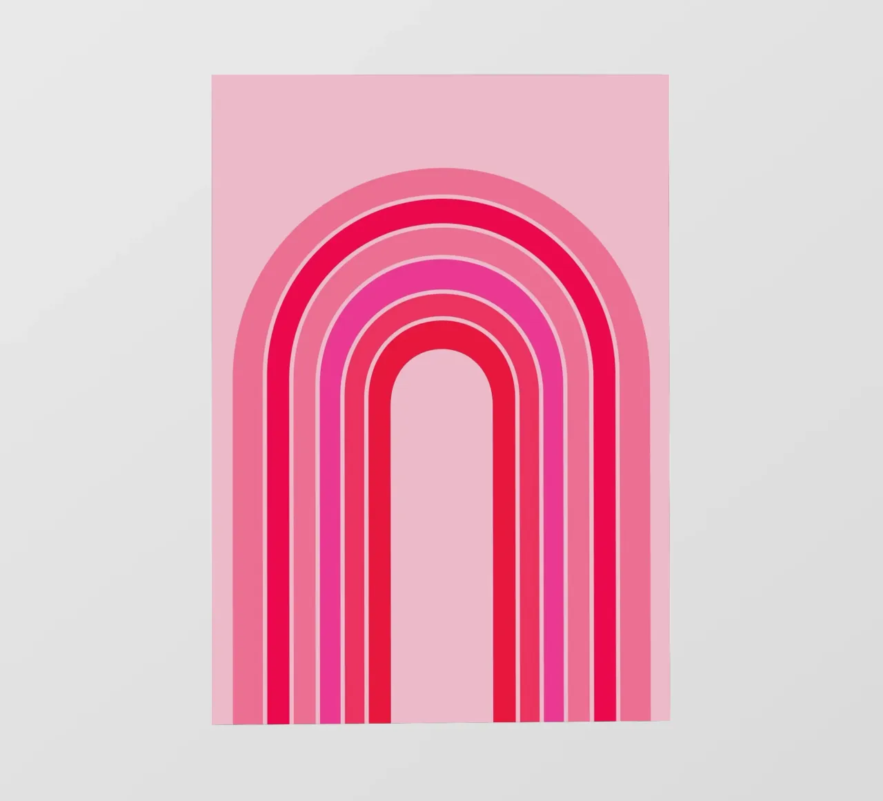 Pink and Red Retro Rainbow Arch in Minimalist Geometric Art pvc cover by pdigitalprints