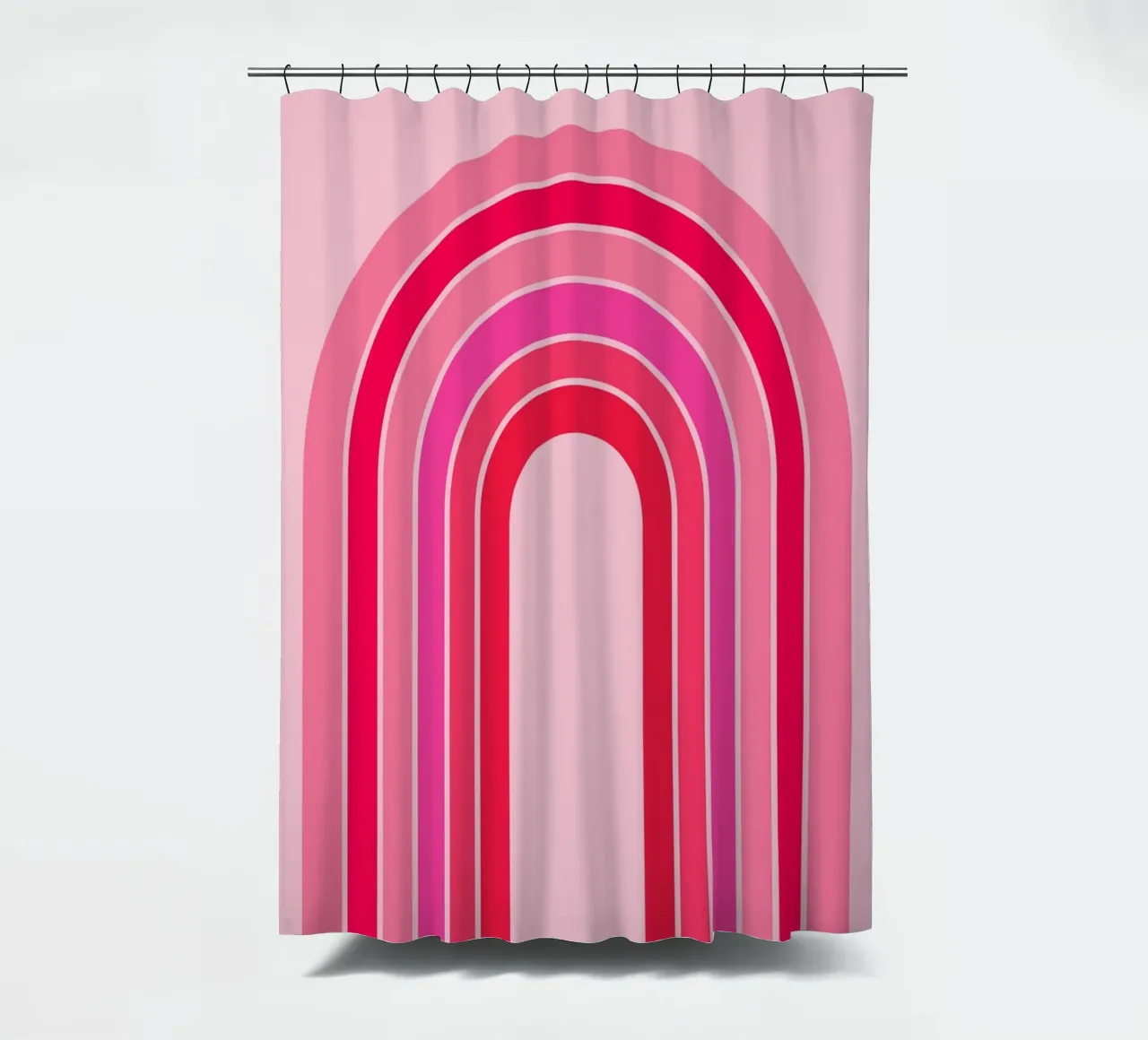 Rosa und roter Retro-Regenbogenbogen in minimalistischer geometrischer Kunst Duschvorhang von pdigitalprints