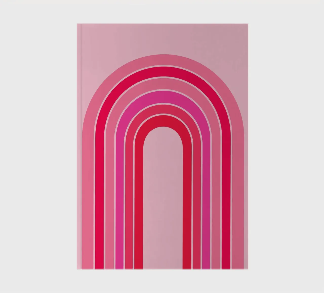 Pink and Red Retro Rainbow Arch in Minimalist Geometric Art notebook by pdigitalprints