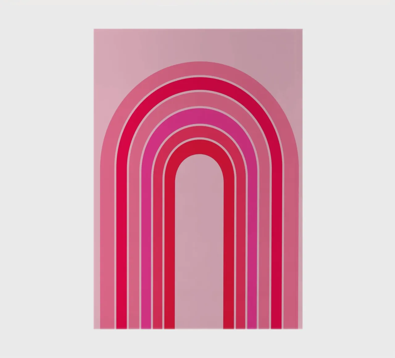 Pink and Red Retro Rainbow Arch in Minimalist Geometric Art notebook by pdigitalprints