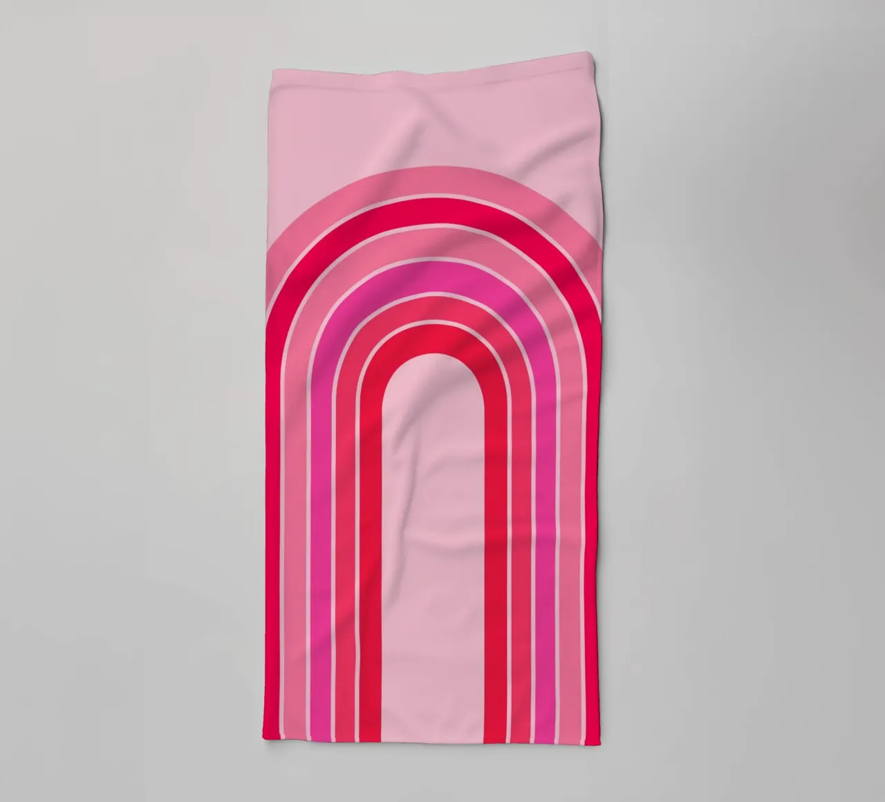 Pink and Red Retro Rainbow Arch in Minimalist Geometric Art towel by pdigitalprints