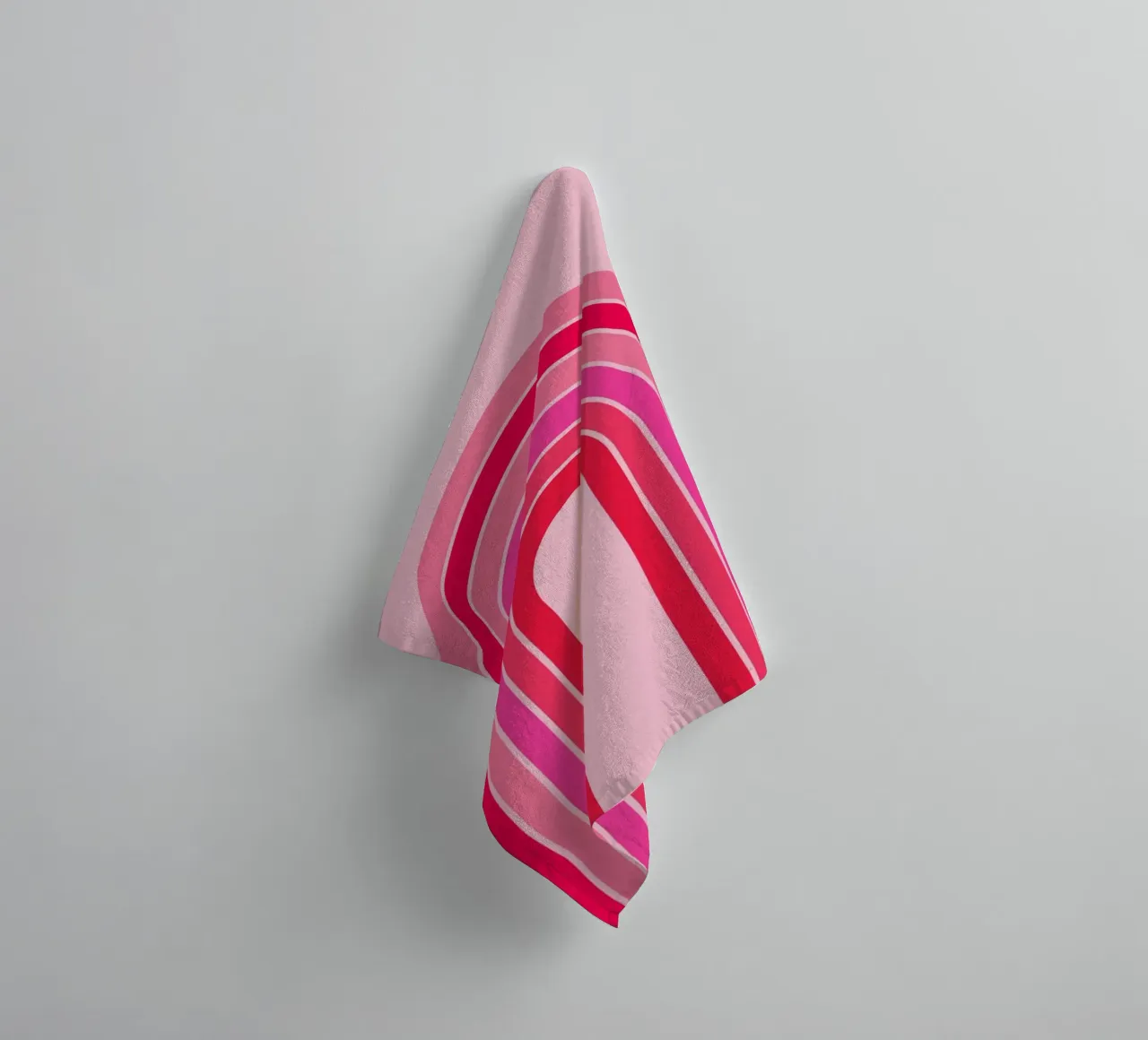Pink and Red Retro Rainbow Arch in Minimalist Geometric Art towel by pdigitalprints