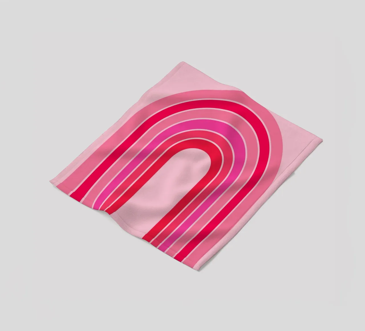 Rosa und roter Retro-Regenbogenbogen in minimalistischer geometrischer Kunst Fleecedecke von pdigitalprints