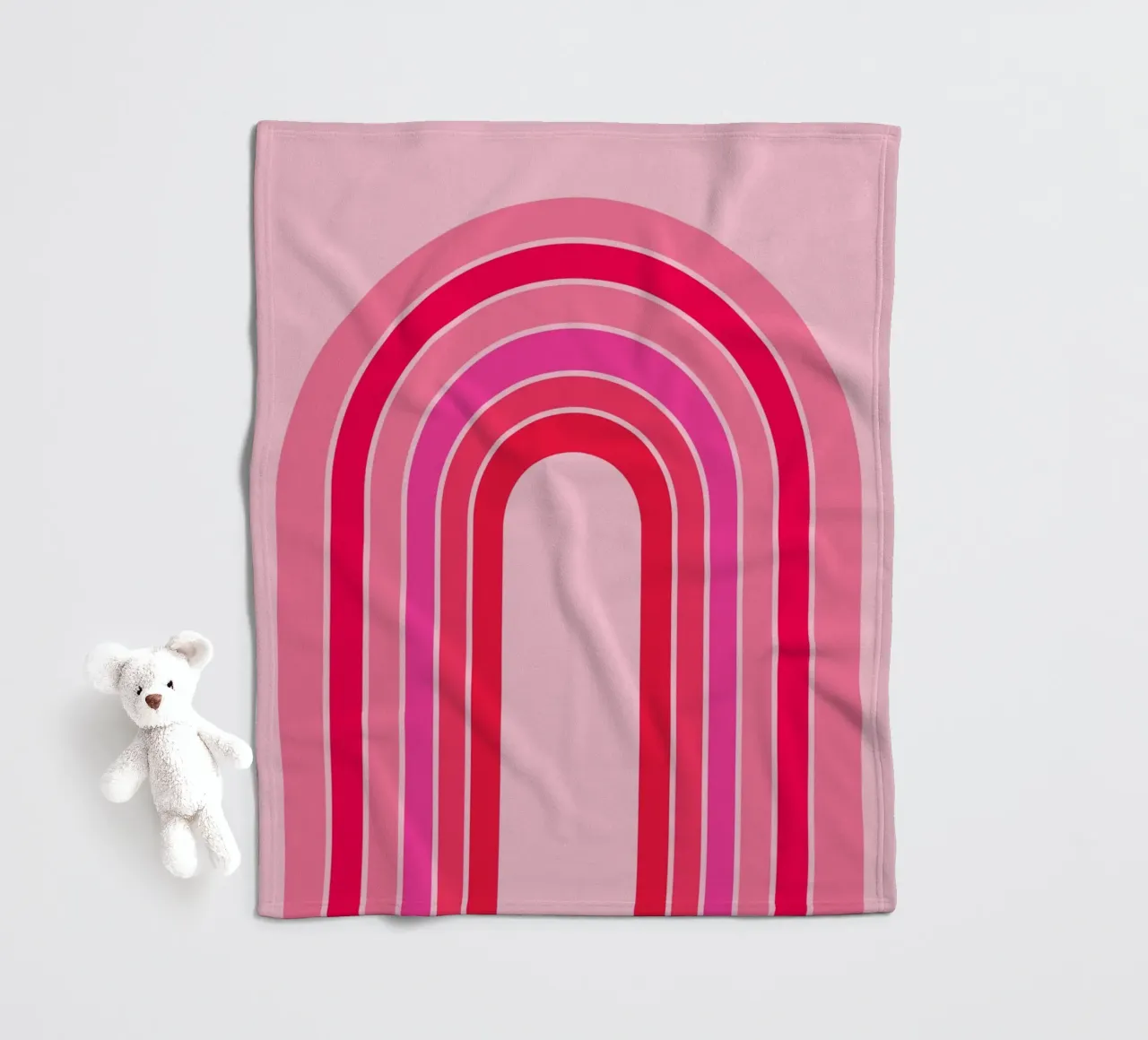 Rosa und roter Retro-Regenbogenbogen in minimalistischer geometrischer Kunst Fleecedecke von pdigitalprints