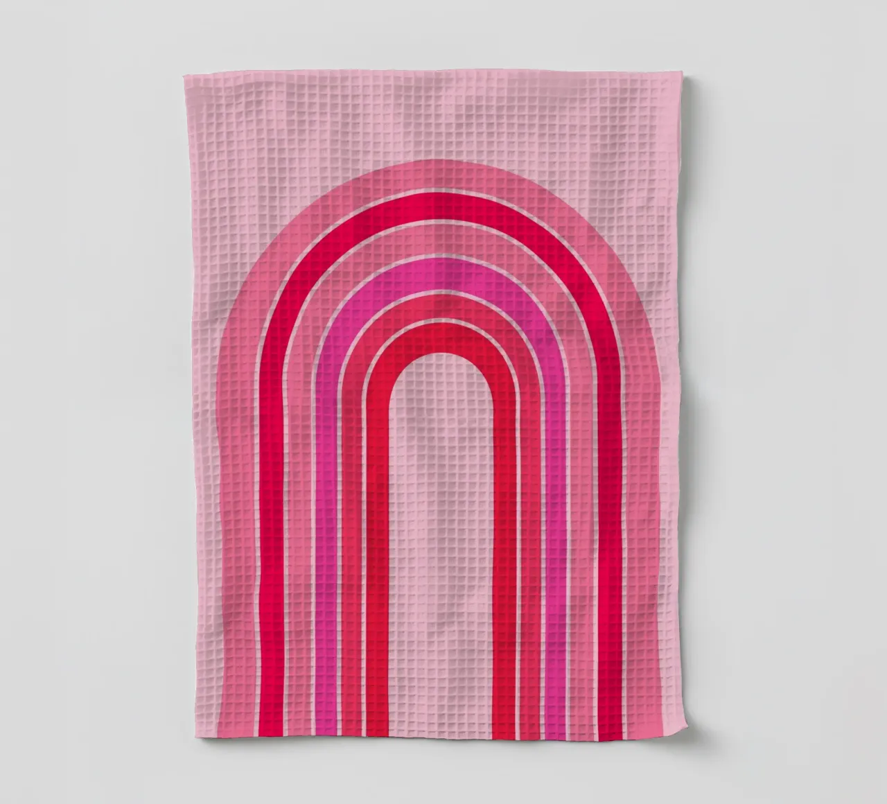 Rosa und roter Retro-Regenbogenbogen in minimalistischer geometrischer Kunst Geschirrtuch von pdigitalprints