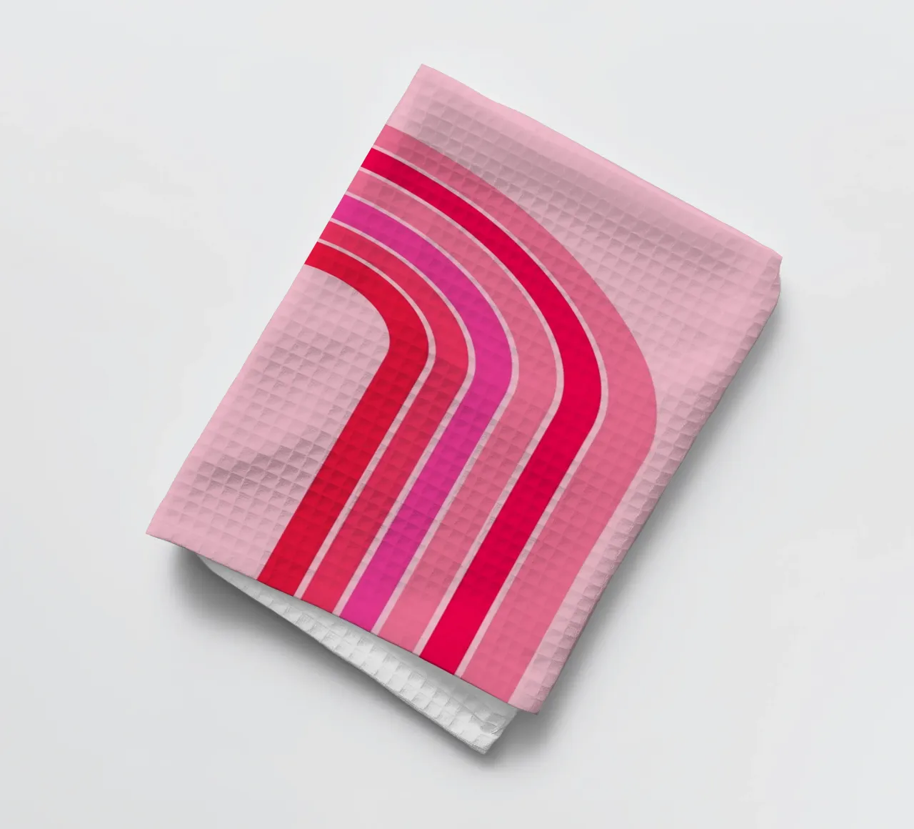 Rosa und roter Retro-Regenbogenbogen in minimalistischer geometrischer Kunst Geschirrtuch von pdigitalprints