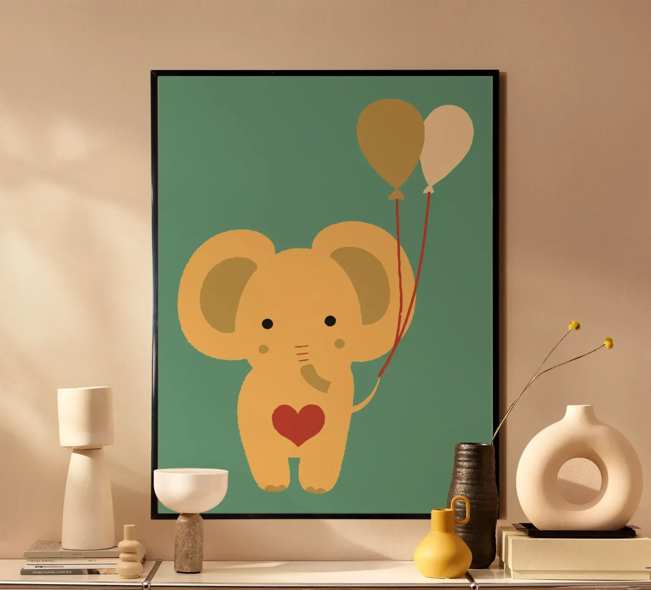 Olifant ballon poster met kunststof frame van TRENDY POSTER SHOP