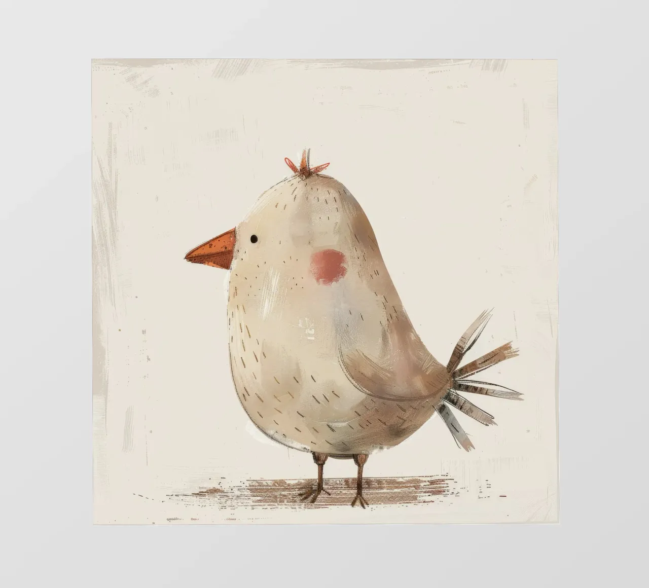 Un'illustrazione minimalista e dai toni tenui di un piccolo uccello telo in pvc da DesignDoodle