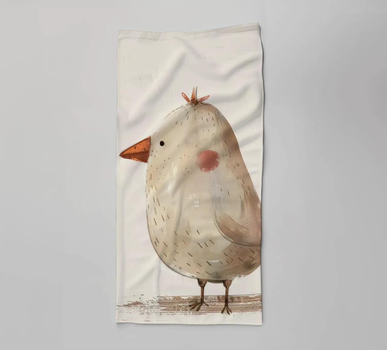 Un'illustrazione minimalista e dai toni tenui di un piccolo uccello asciugamano da bagno da DesignDoodle