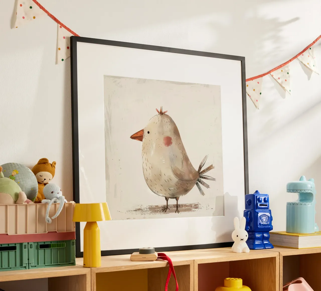 Un'illustrazione minimalista e dai toni tenui di un piccolo uccello carta hahnemühle da DesignDoodle