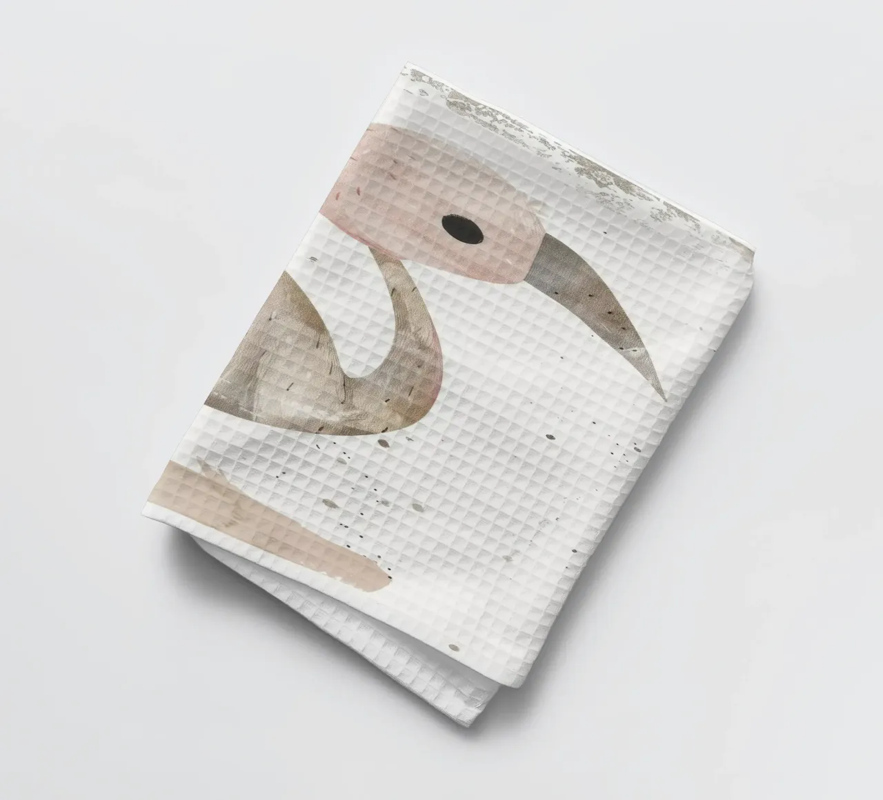 Un charmant oiseau dans des tons roses et gris, avec un motif ludique. torchon de DesignDoodle