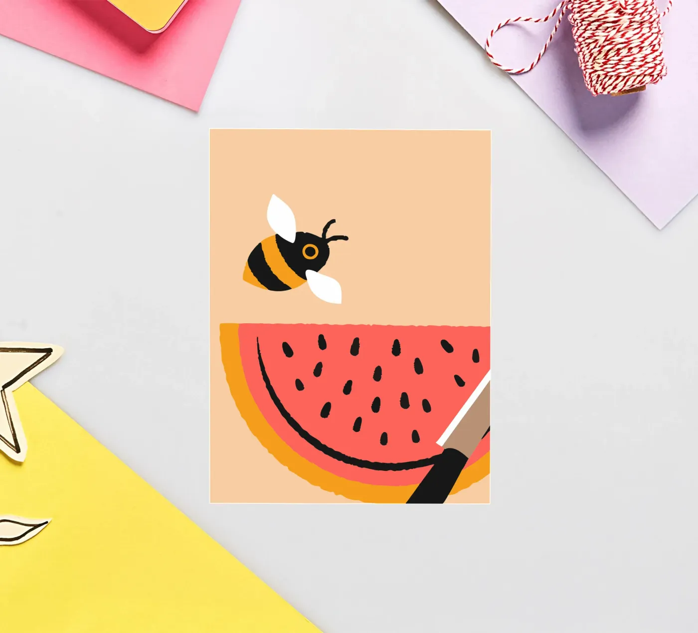 Watermelon and Bees sticker van TRENDY POSTER SHOP