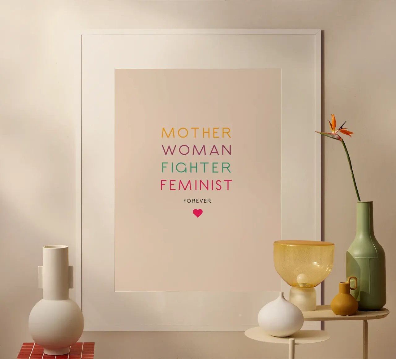 Mother, Woman, Fighter, Feminist poster with aluminum frame by maramirage
